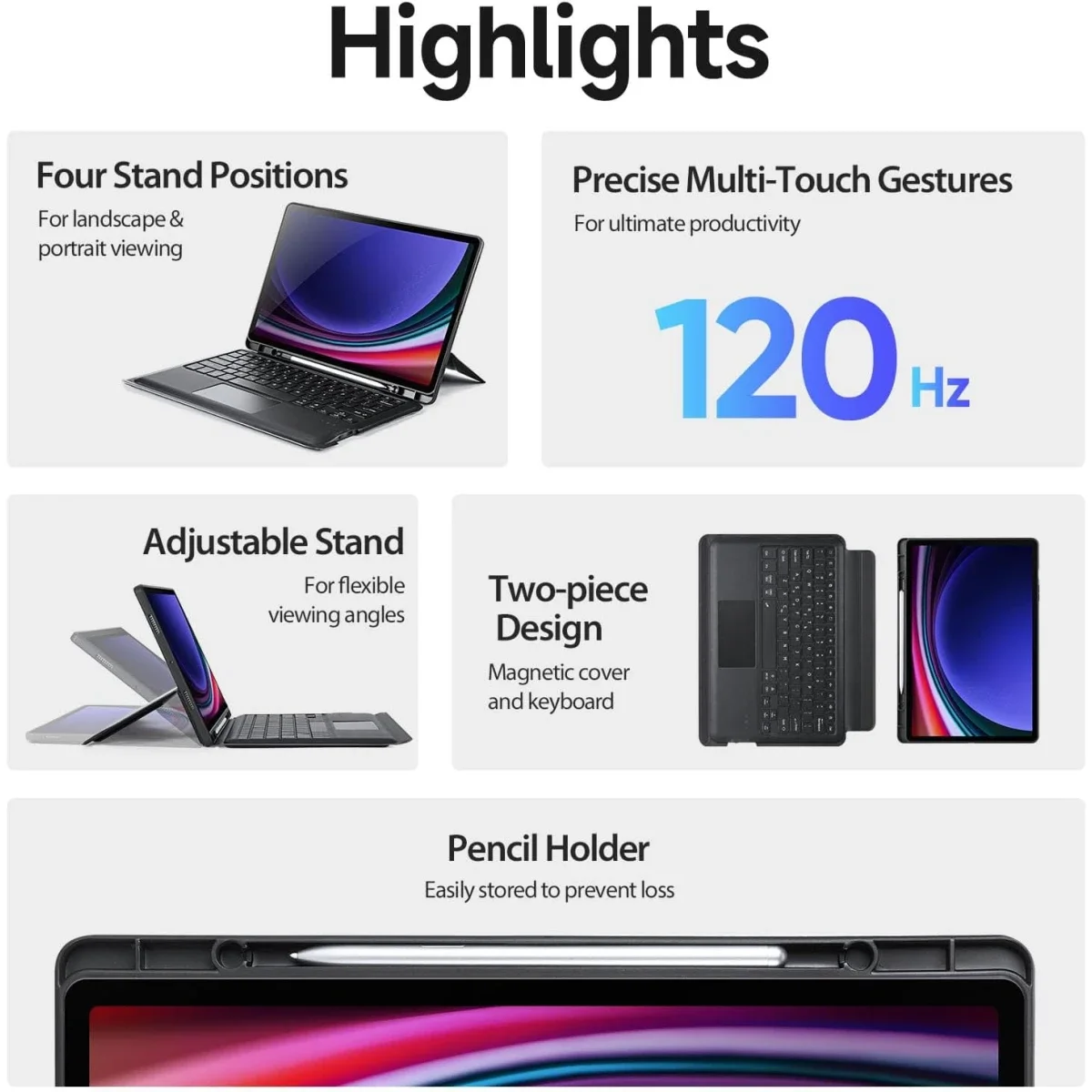 غطاء كيبورد DUX DUCIS DK Series لتابلت Samsung Tab S9 11 إنش مع لوحة لمس بلوتوث وتخطيط عربي-إنجليزي أسود، 80 ساعة - Image 7
