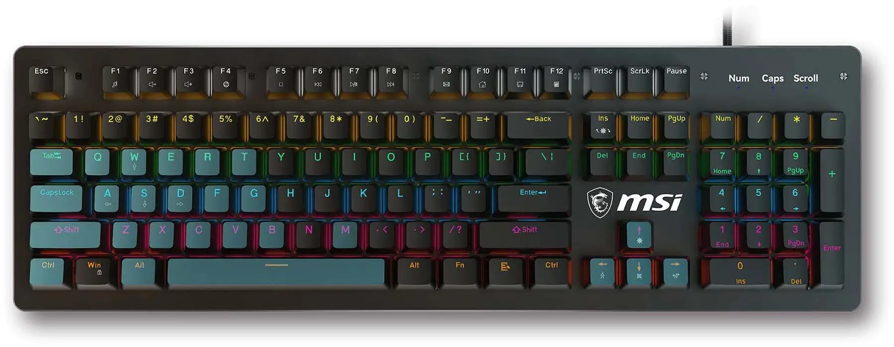 MSI Forge GK300 US Mechanical Keyboard, Blue Switches, Black - Thumbnail 11
