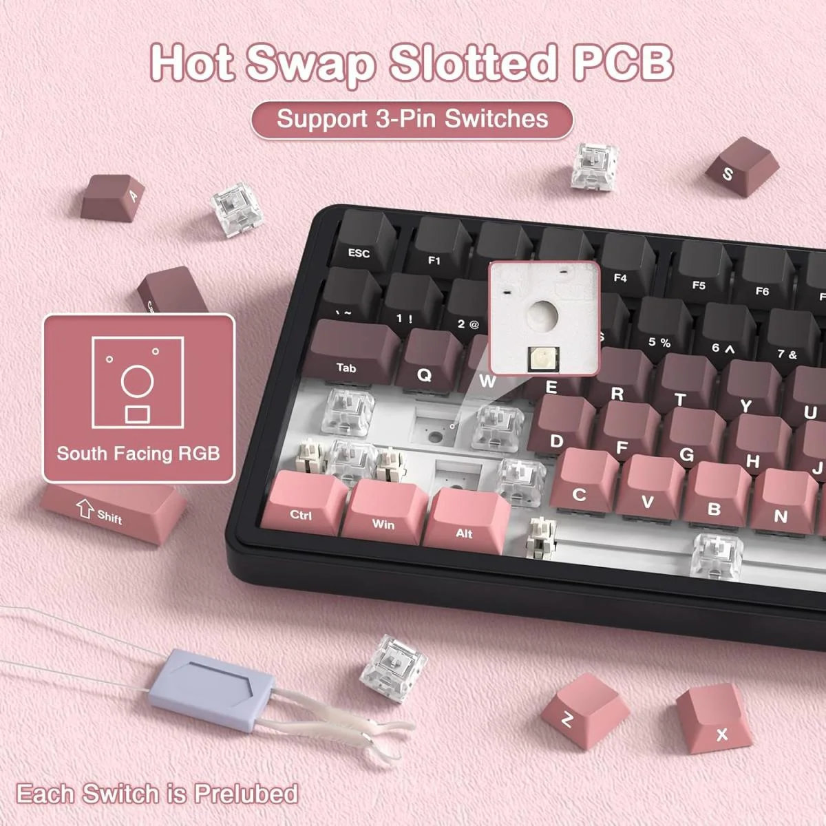 ATTACK SHARK X85 Wireless Mechanical Gaming Keyboard with White Jade Switches - BlackBerry - Image 2