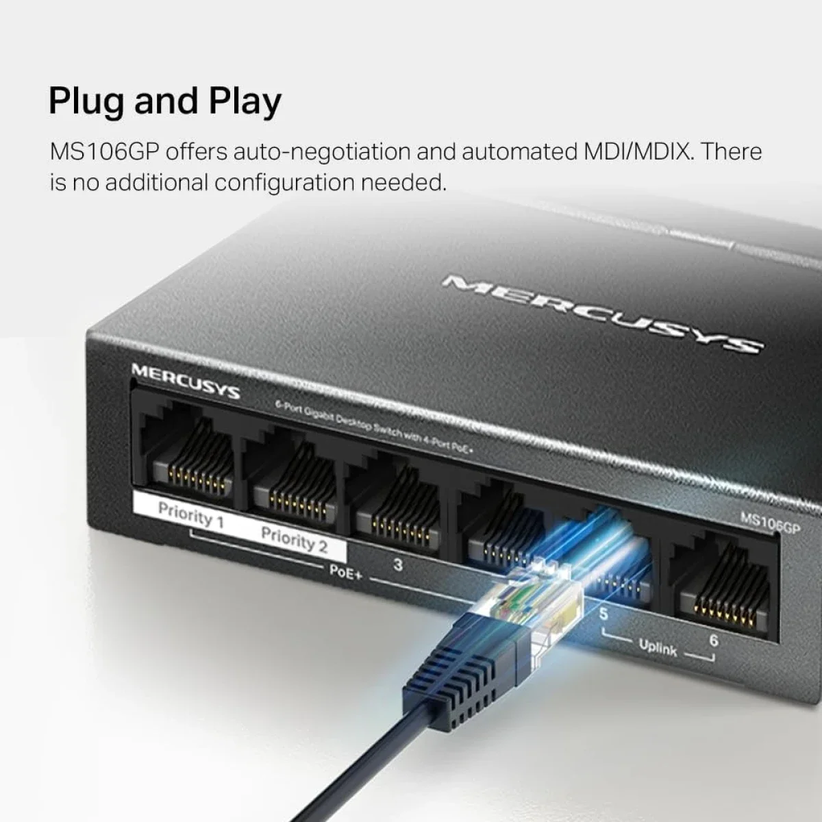 MERCUSYS MS106GP 6-Port Gigabit Switch, 4 PoE+ Ports, 65W Budget, 2 Uplinks, 250m PoE, Auto Recovery, Isolation Mode - Image 6