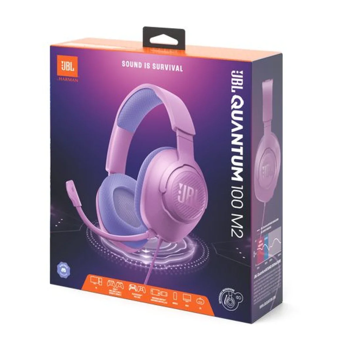 JBL Quantum 100 M2 Wired Gaming Headset with Detachable Mic - Purple - Thumbnail 5