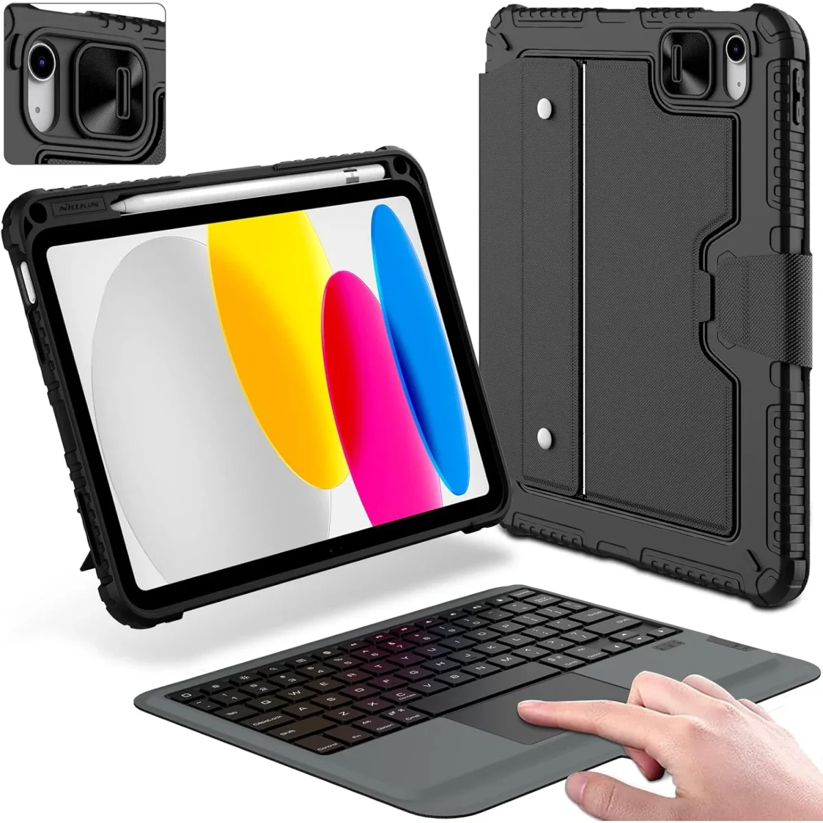 Nillkin iPad 10th Gen & iPad A16 11th Gen Keyboard Case with Trackpad, Black