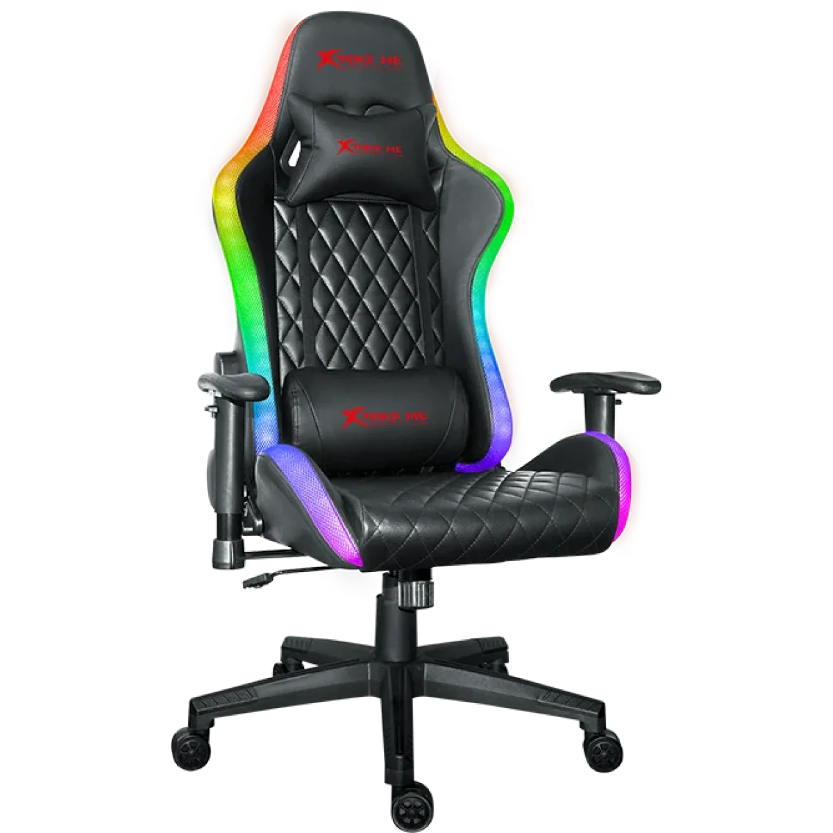 كرسي ألعاب مريح XTRIKE ME GC-907 بإضاءة RGB ومسند ذراع 3D وظهر قابل للإمالة 135° أسود - Image 2
