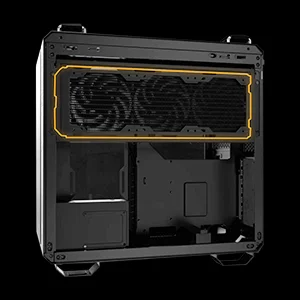 هيكل كمبيوتر Asus TUF Gaming GT502 ميد تاور بتصميم ثنائي الحجرة ومنفذ USB 3.2 Gen 2 Type-C باللون الأبيض - Image 8
