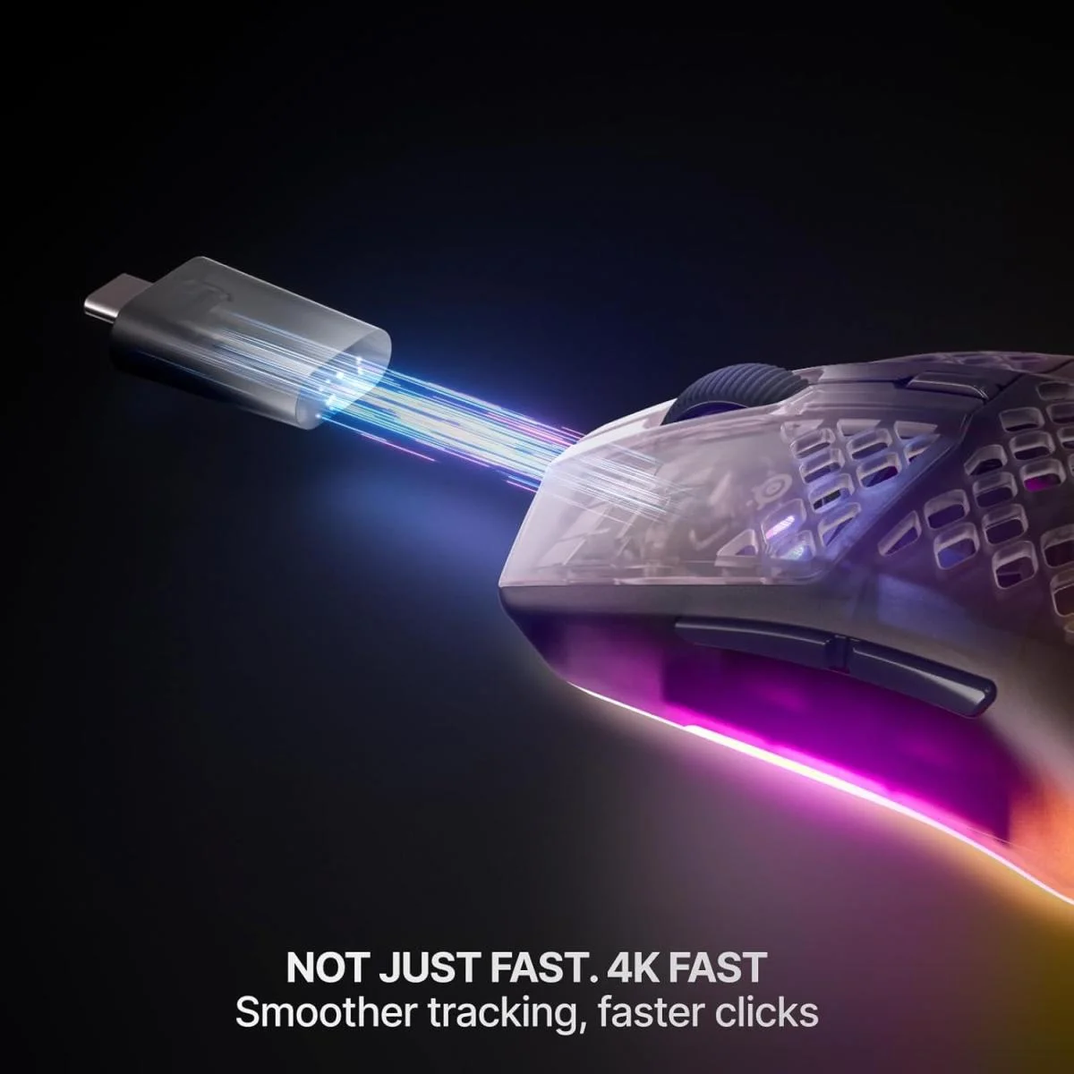 ماوس ألعاب SteelSeries Aerox 3 Wireless Gen 2 بدقة 26K DPI ومعدل 4K Polling لون Shadow - Thumbnail 3