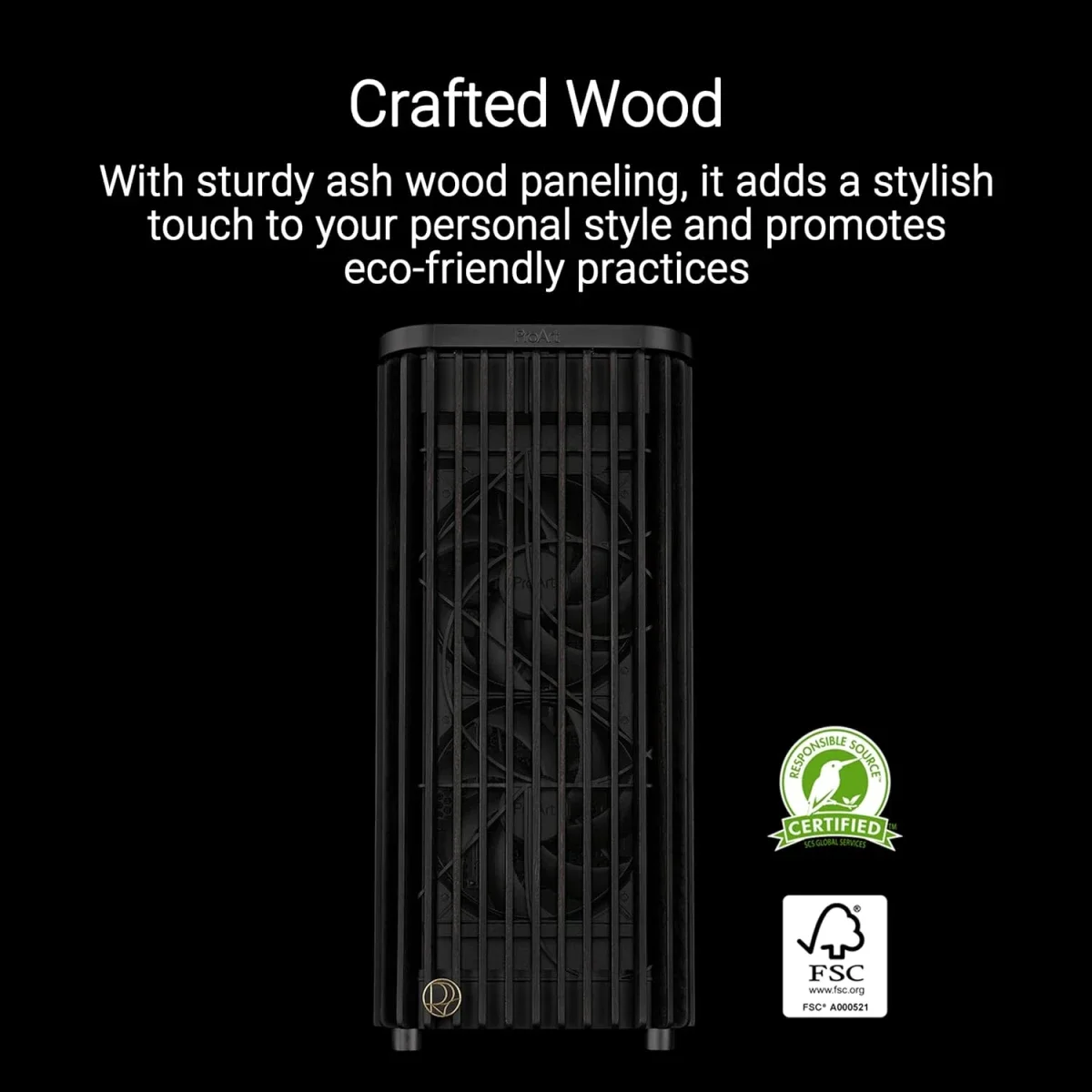 هيكل كمبيوتر Asus ProArt PA401 Wood Edition متوسط الحجم باللون الأسود - Thumbnail 2
