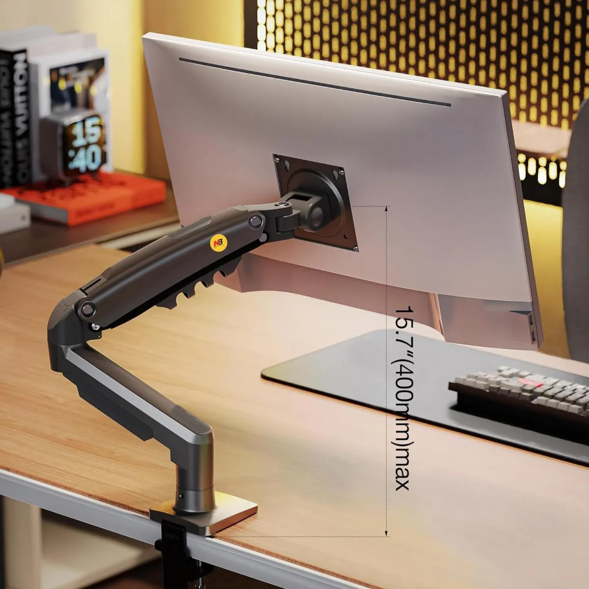 North Bayou NB F80 Ergonomic Single Monitor Desk Mount Arm for 17-30 Inch Displays, 2-9kg - Thumbnail 2