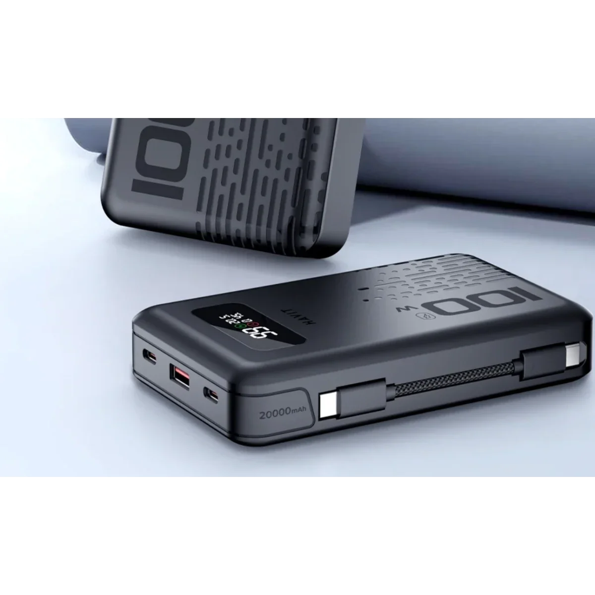 باور بانك HAVIT PB5212 بسعة 20000mAh وشحن سريع 100W أسود - Thumbnail 3