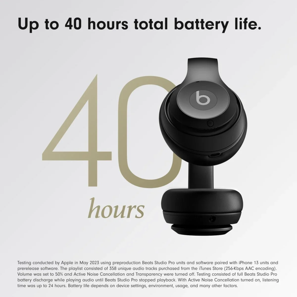سماعات رأس فوق الأذن Beats Studio Pro لاسلكية مع إلغاء الضوضاء النشط وصوت USB-C بدون فقدان، أسود - Thumbnail 4