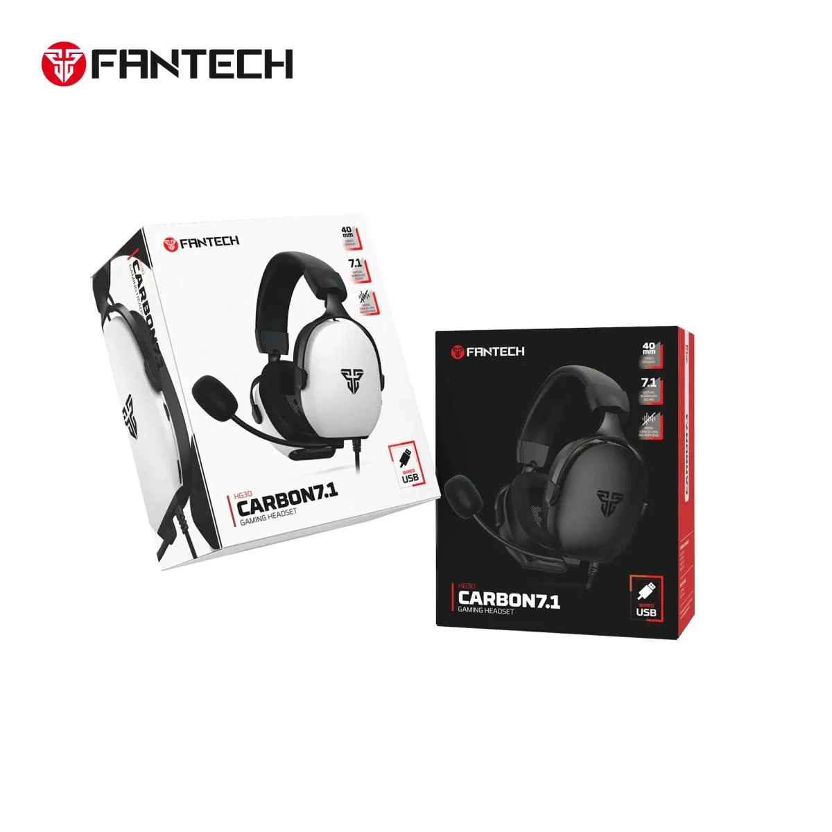 Fantech HG30 Carbon 7.1 USB Wired Gaming Headset White - Image 3