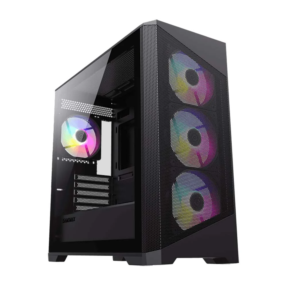 كيس كمبيوتر ألعاب GameMax Destroyer MB أسود بواجهة شبكية Micro-ATX