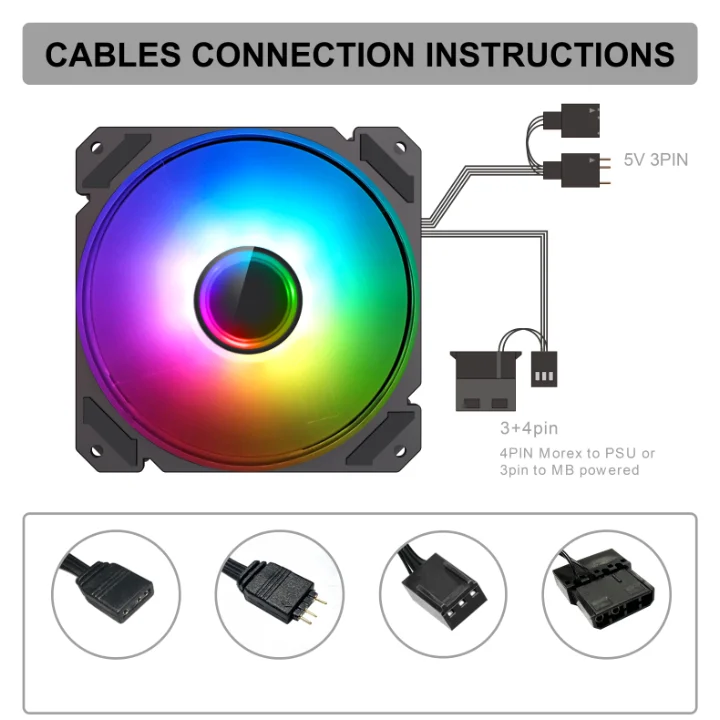 مروحة تبريد كمبيوتر GameMax مقاس 12 سم بإضاءة ARGB – FN12Rainbow C9 Infinity - Image 5