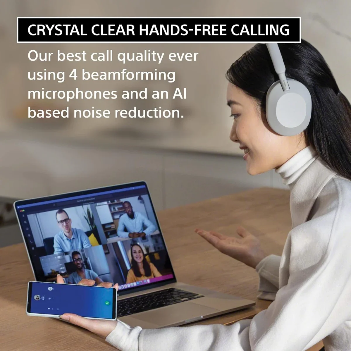 Sony WH-1000XM5 Wireless Noise Cancelling Bluetooth Headphones, Smoky Pink - Thumbnail 3