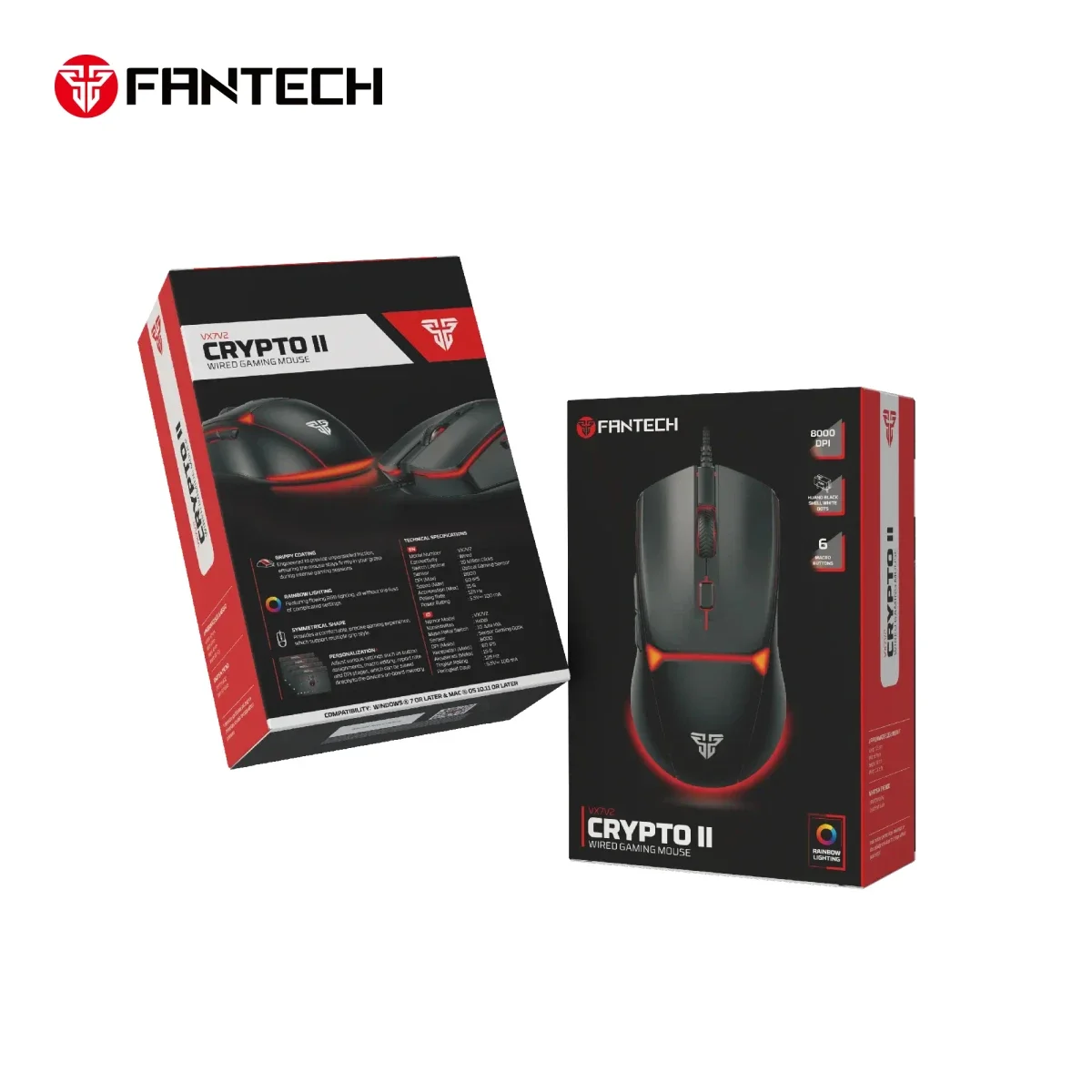 ماوس ألعاب سلكي Fantech Crypto II VX7V2 بدقة 8000 DPI أسود - Image 5