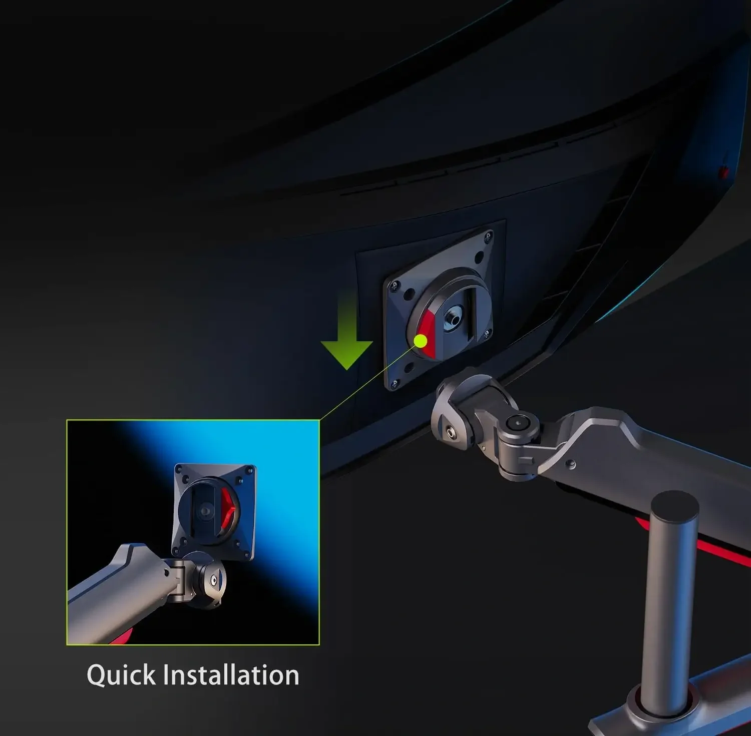 North Bayou L70 Gaming RGB Monitor Arm Desk Mount for 32-inch to 60-inch Monitors - Image 11