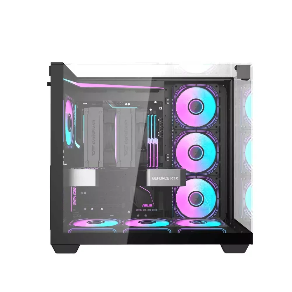 كيس كمبيوتر DarkFlash TH285 للألعاب ATX ميد تاور مع 4 مراوح ARGB - أسود - Thumbnail 3