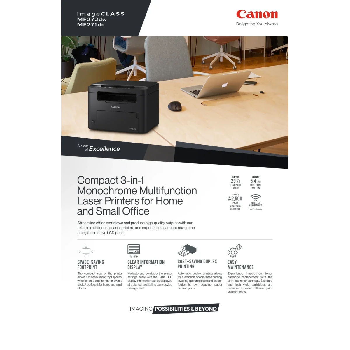 طابعة ليزر أحادية Canon i-SENSYS MF-272dw مقاس A4 لاسلكية 3 في 1 - Image 2