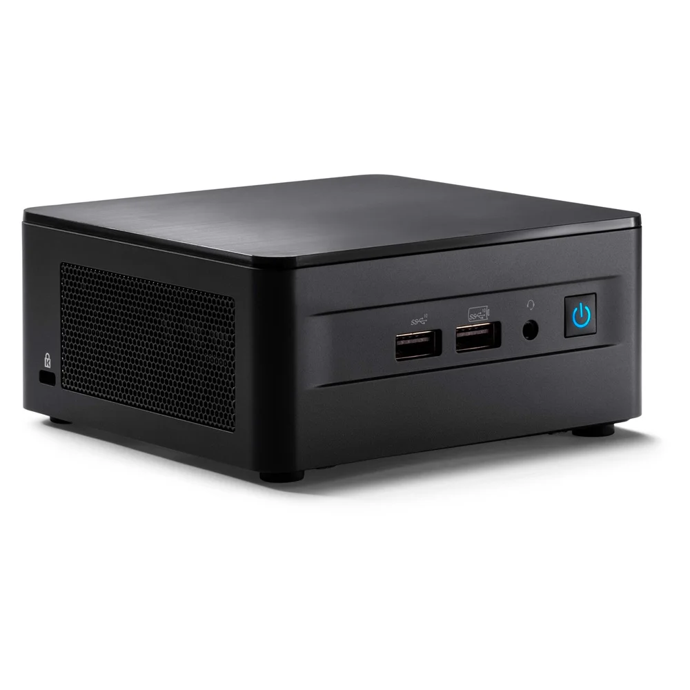 كمبيوتر صغير Asus NUC 12 Pro بمعالج i5-1240P الجيل 12، يدعم حتى 64GB DDR4-3200 و2 x M.2 (2280 + 2242) و1 x SATA مقاس 2.5 إنش، Intel Iris Xe، DOS – RNUC12WSHI5000021 / 90AR00E1-M00080