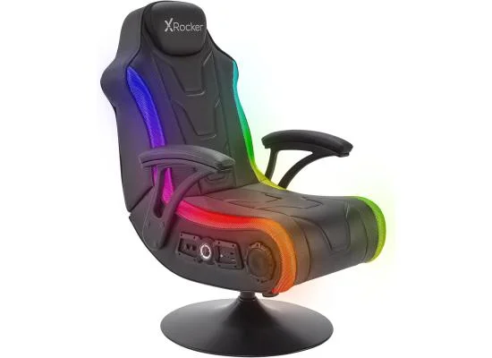 X-Rocker Monsoon RGB 4.1 Audio Pedestal Gaming Chair with Bluetooth Speakers, Subwoofer & Vibration - Black - Image 5