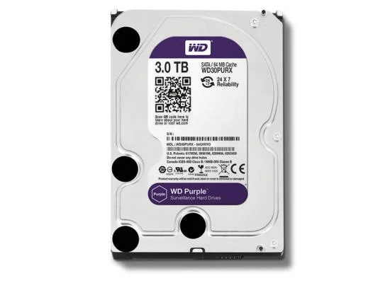 هارد ديسك مراقبة Western Digital WD30PURX Purple سعة 3TB مقاس 3.5 إنش SATA بسرعة 5400 RPM