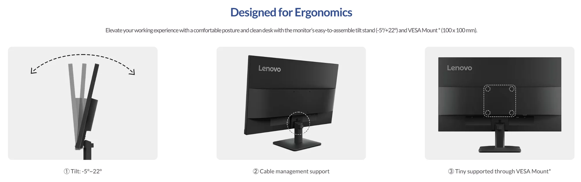 شاشة Lenovo ThinkVision S24-4e مقاس 24 إنش IPS بدقة Full HD ومعدل 100 هرتز، أسود - Image 6