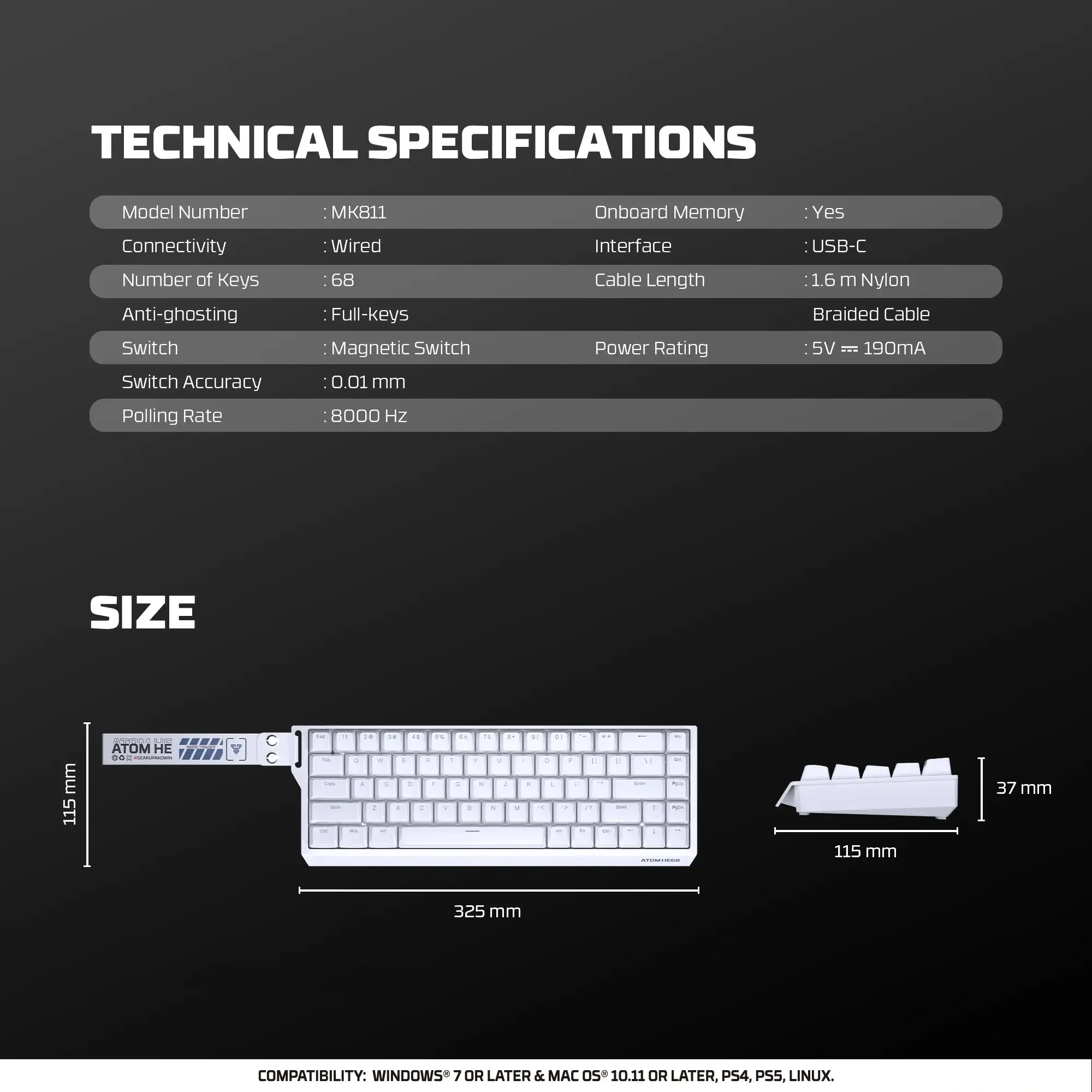 كيبورد ألعاب سلكي مغناطيسي أسود بمعدل استجابة فائق السرعة Polling rate 8K - Fantech - Image 9