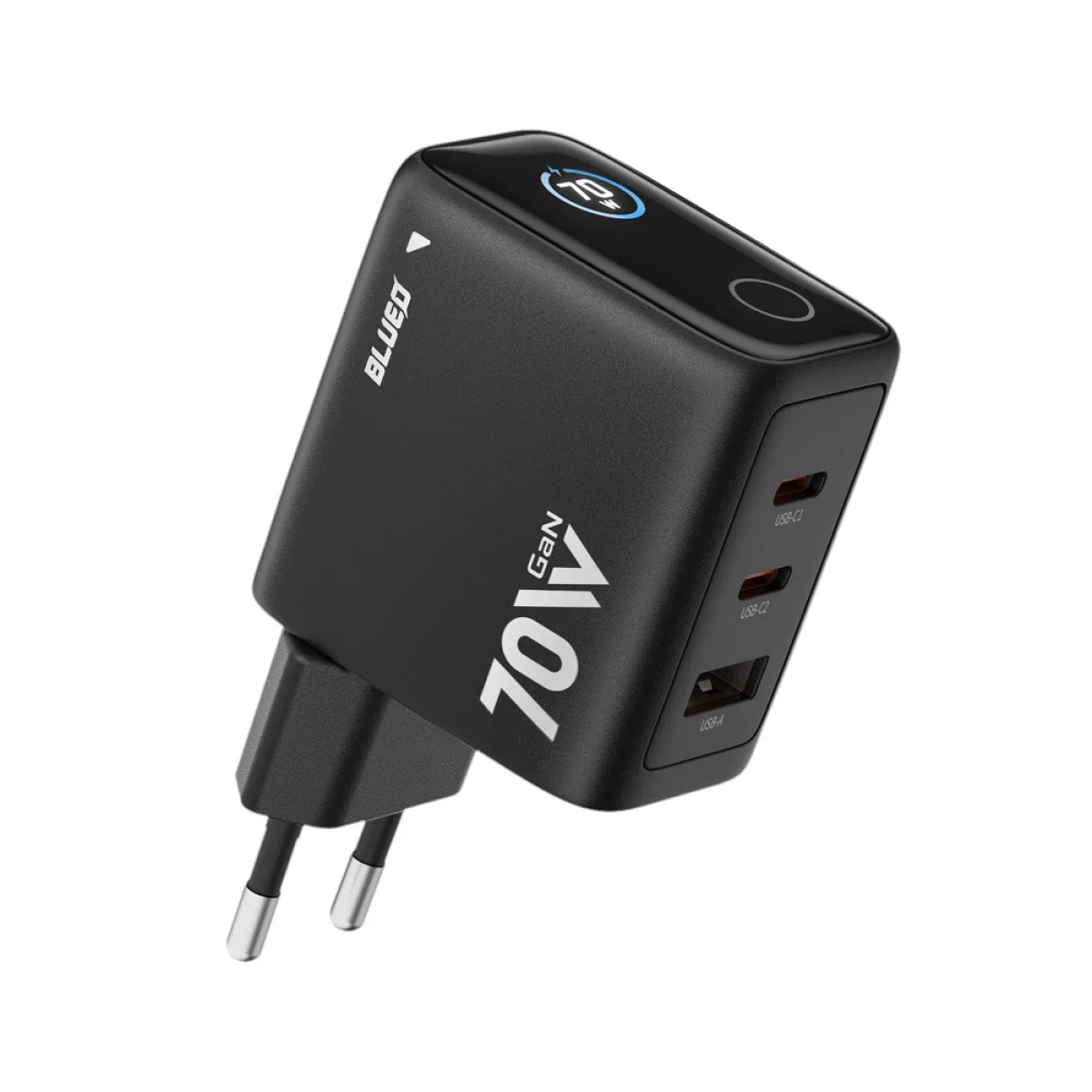 BLUEO Mr. Gorilla LC013 70W GaN 3-Port Smart Display Fast Charger EU Plug - Black - Image 2