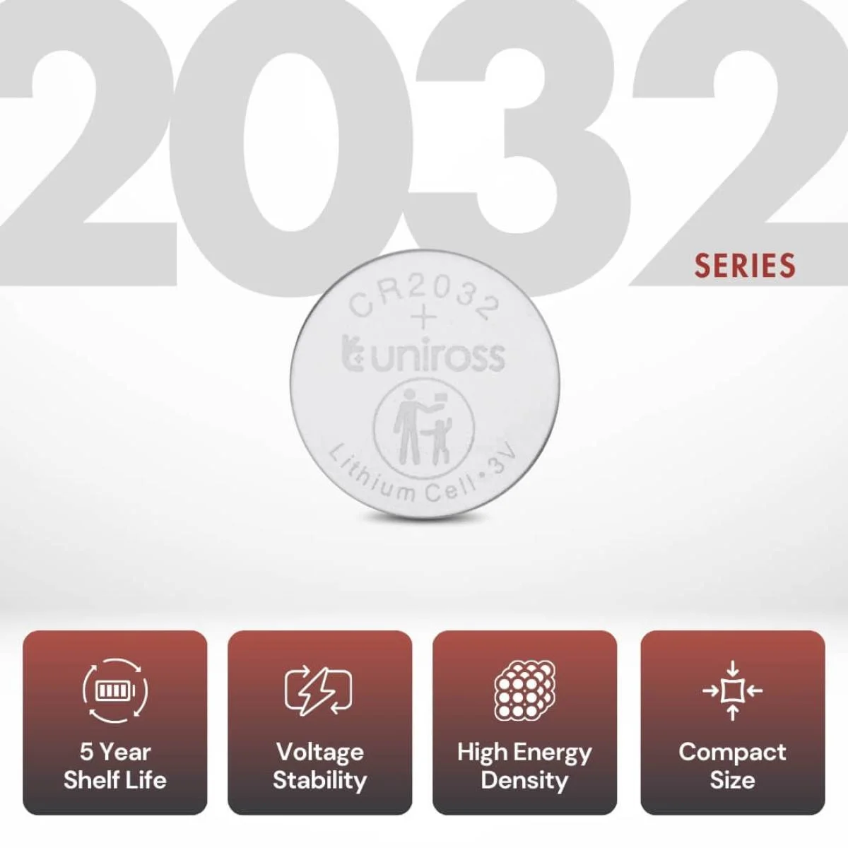 Uniross CR2032 3V Lithium Coin Cell Battery, 1-Piece - Thumbnail 2