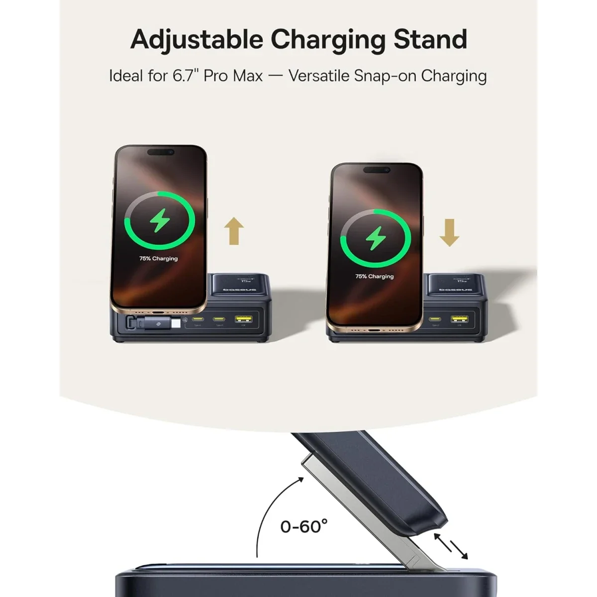 Baseus Nomos 5-in-1 140W Qi2 15W Magnetic Charging Station with 100W Retractable USB-C Cable - Thumbnail 6