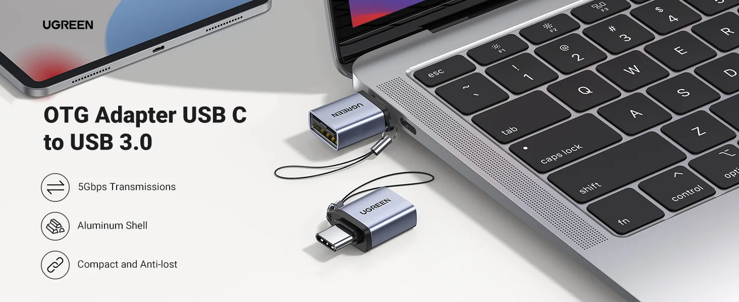 محول Ugreen USB-C ذكر إلى USB 3.0 A أنثى OTG بسرعة 5Gbps لون Space Gray - Image 4