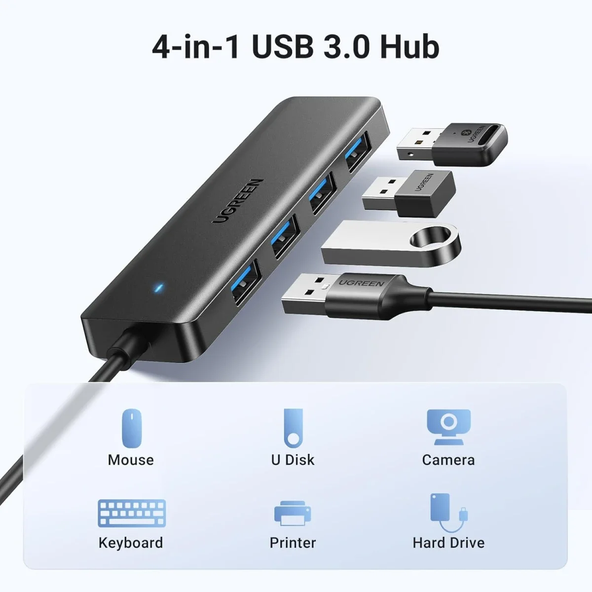 Ugreen USB 3.0 4-Port Ultra-Slim USB-A Hub for Laptop & PC - Thumbnail 4