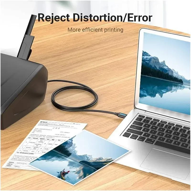 كيبل طابعة Vention COQ USB 2.0 من A ذكر إلى B ذكر، 480Mbps، 5 متر، PVC أسود - Thumbnail 4