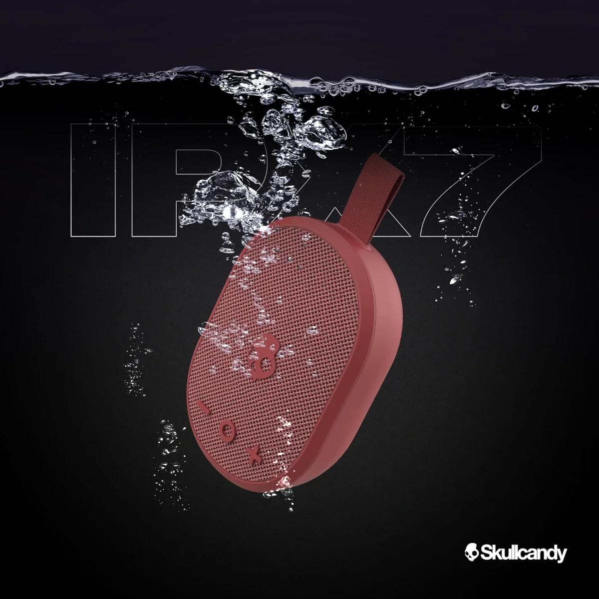 مكبر صوت محمول صغير لاسلكي Skullcandy Ounce بلوتوث، أحمر - Image 2