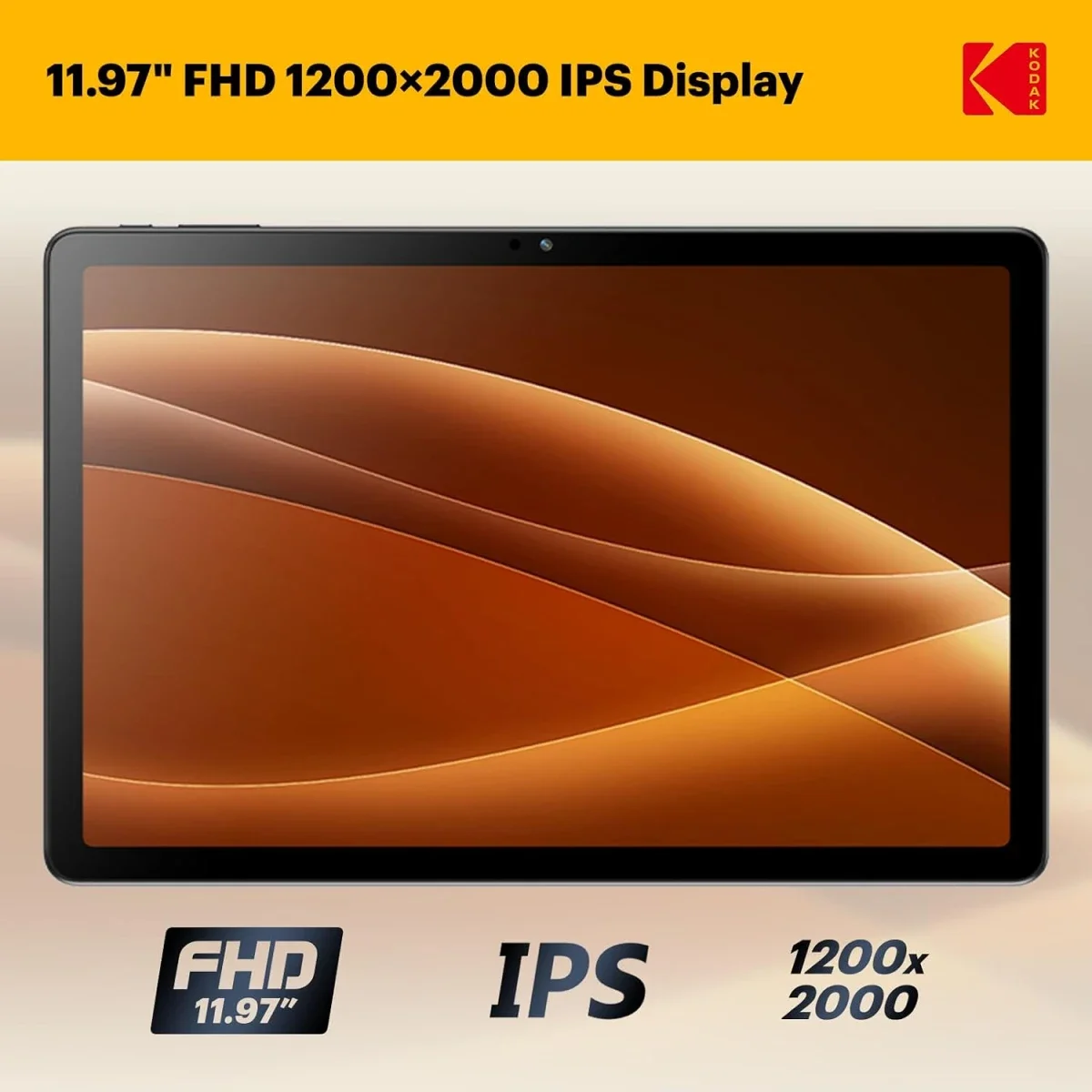 تابلت Kodak K12 (2025) أندرويد واي فاي 12.0 إنش، 128GB، رام 6GB + 12GB مشتركة، IPS 2.4K، رمادي فضائي - Thumbnail 3