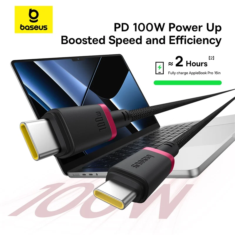 كابل شحن سريع Baseus Dura Series من Type-C إلى Type-C بقدرة 100W بطول 1 متر أحمر/أسود - Thumbnail 5