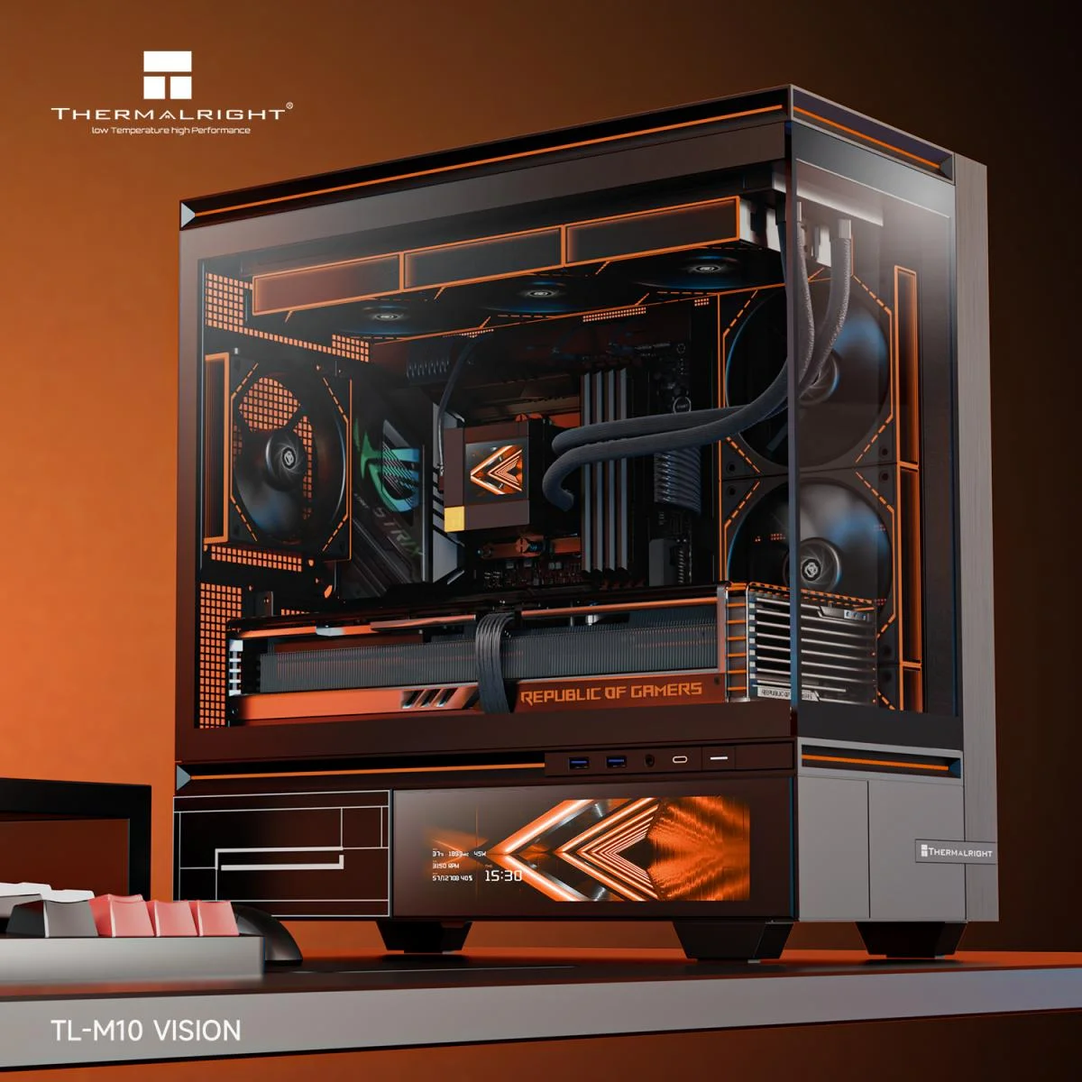 كيس ألعاب Thermalright TL-M10 VISION ARGB ميد تاور mATX مع شاشة LCD 9.16 إنش و4 مراوح - Image 2
