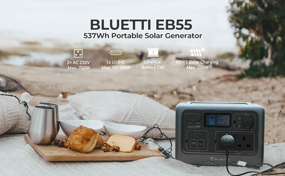 محطة طاقة محمولة BLUETTI EB55 بسعة 537Wh وقدرة 700W LiFePO4 رمادي - Thumbnail 10