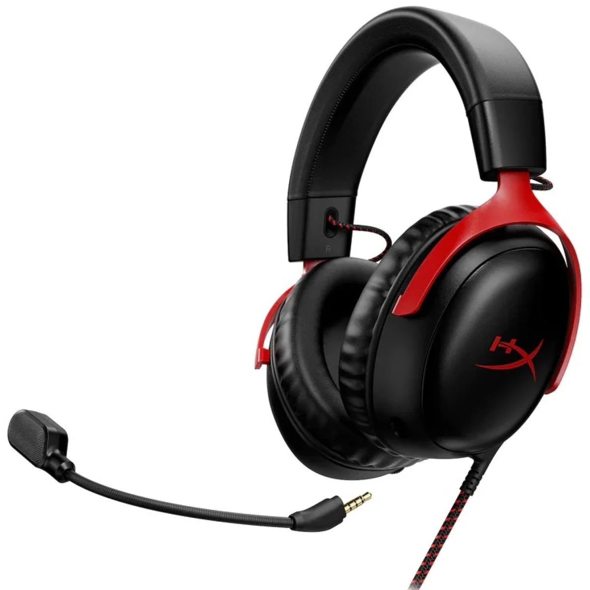 سماعة ألعاب HyperX Cloud III بصوت DTS:X مكاني، USB-C وUSB-A و3.5 مم - أسود وأحمر