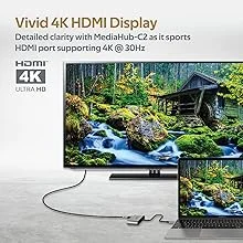 Promate MediaHub-C2 USB-C to HDMI & VGA Adapter 4K Aluminium Dual Display - Image 10