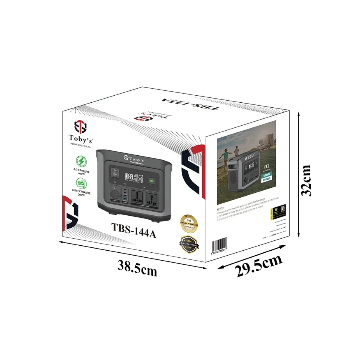 Toby's TBS-144A Portable Power Station 600W 144000mAh 460.8Wh with 220V AC Output - Black - Image 10