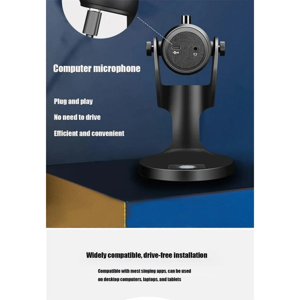ميكروفون Jmary MC-PW9 USB سلكي RGB للتسجيل - أسود - Image 2