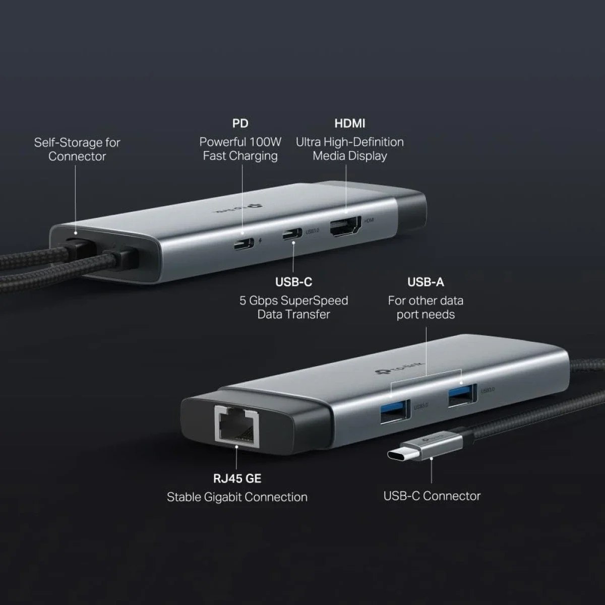موزع USB-C 6 في 1 TP-LINK UH6120C مع HDMI 4K@60Hz وإيثرنت جيجابت وPD 100W - Image 3