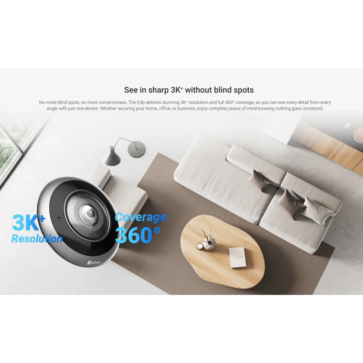 Ezviz E4p 3K+ Smart Fisheye Camera 6MP 360° Panoramic View Dual-Band Wi‑Fi Two-Way Talk - Image 3