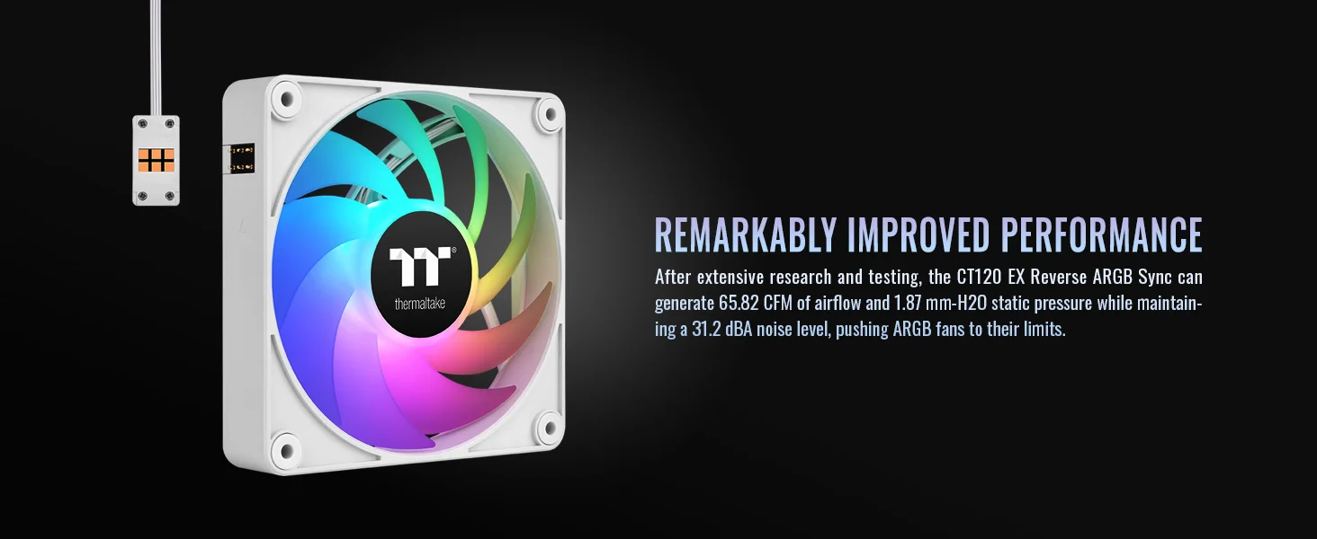 مروحة تبريد PC Thermaltake CT140 EX ARGB Sync مقاس 140 مم باللون الأبيض 3 قطع - Image 11