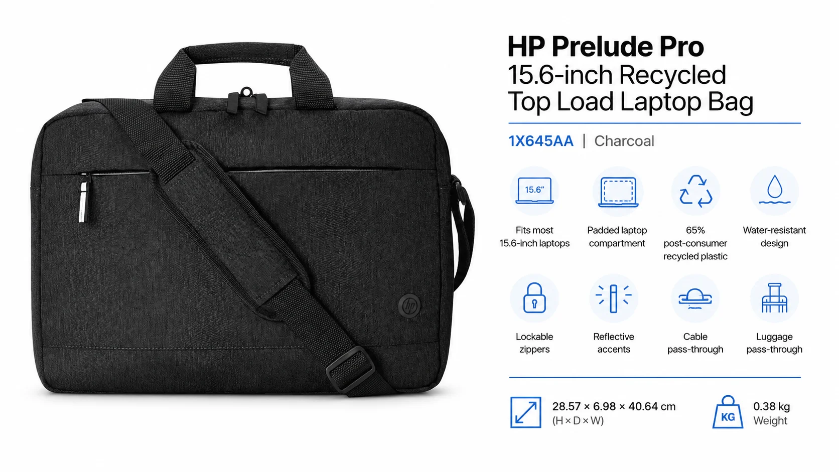 HP Prelude Pro 15.6-inch Recycled Top Load Laptop Bag - Charcoal - Image 8