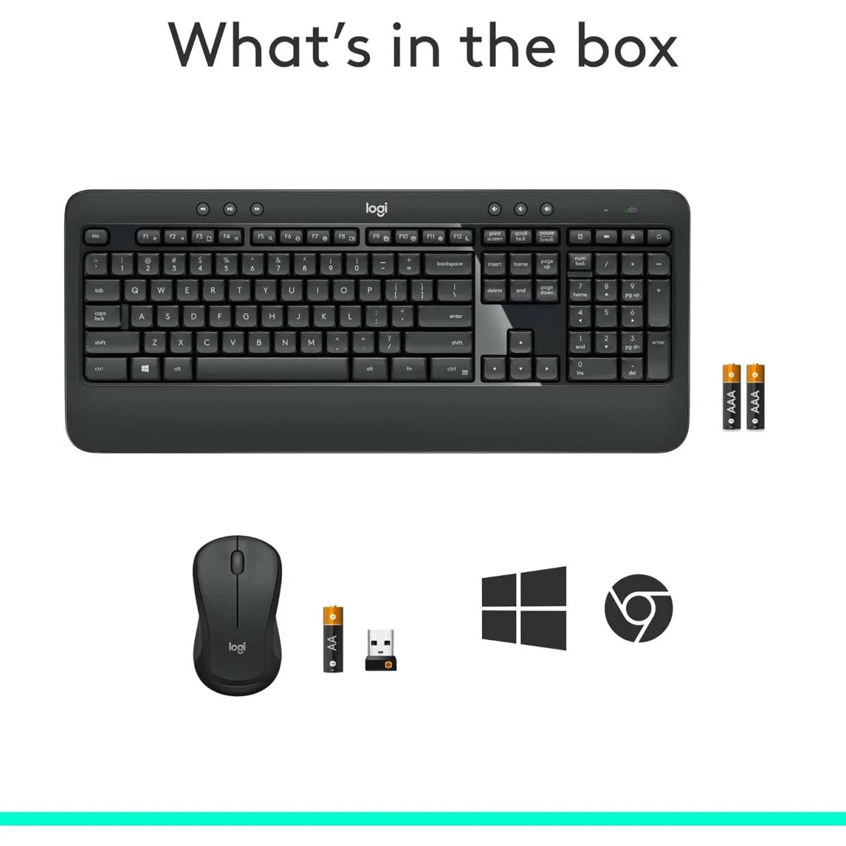 طقم كيبورد وماوس لاسلكي Logitech MK540 Advanced مع مستقبل Unifying - Image 4