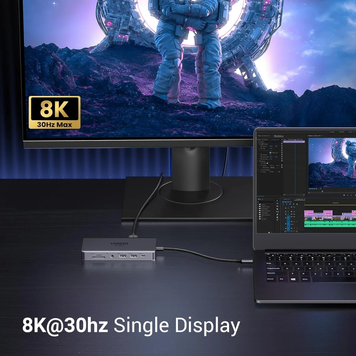 محطة إرساء لابتوب USB-C 11 في 1 من Ugreen مع HDMI مزدوج 4K@60Hz و8K@30Hz و10Gbps و100W PD - Image 5