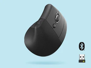 ماوس عمودي مريح Logitech Lift لاسلكي بنقرات هادئة و4 أزرار - أسود - Thumbnail 16