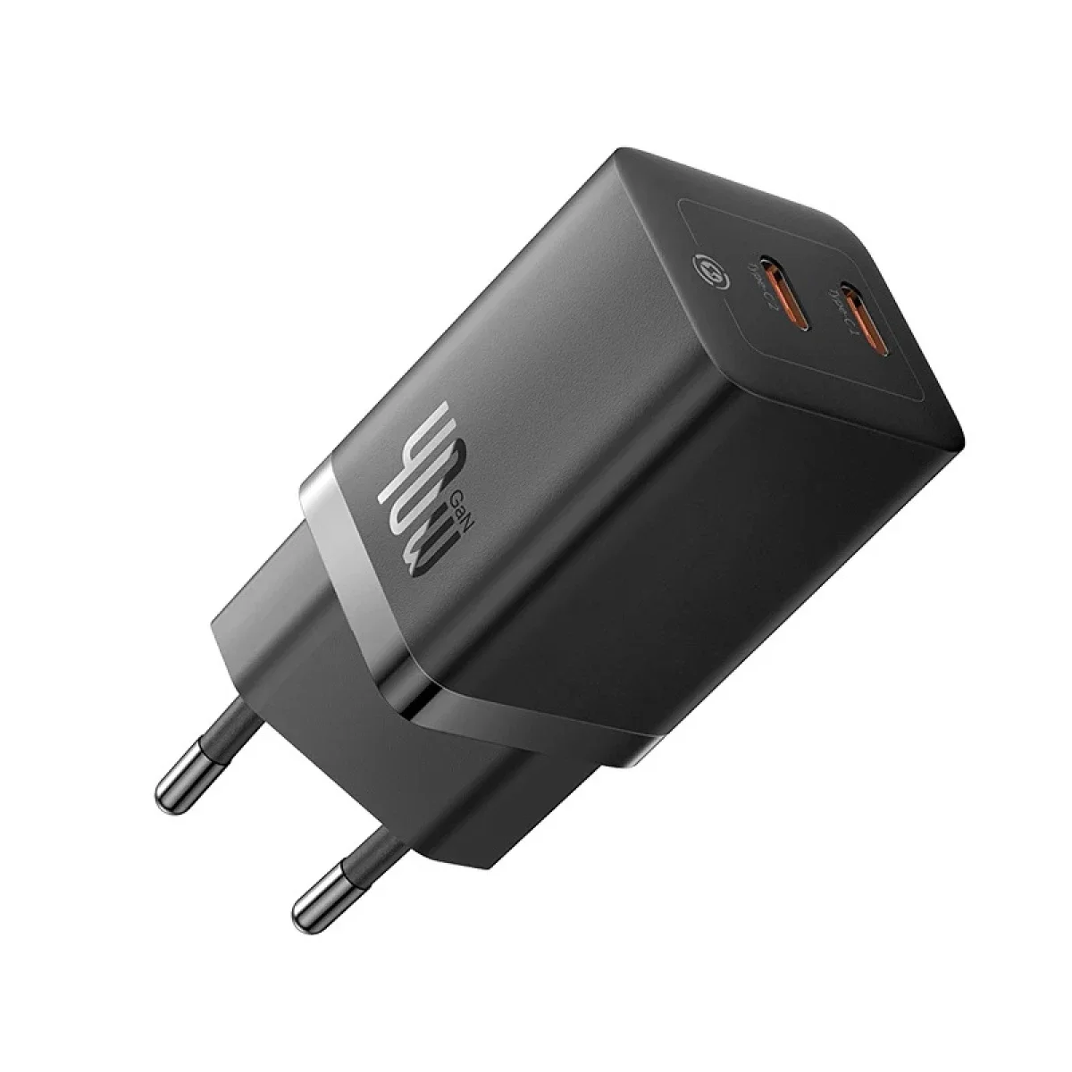 شاحن Baseus GaN5 Pro سريع GaN بقدرة 40 واط ومنفذي USB-C، قابس أوروبي، أسود - Thumbnail 5