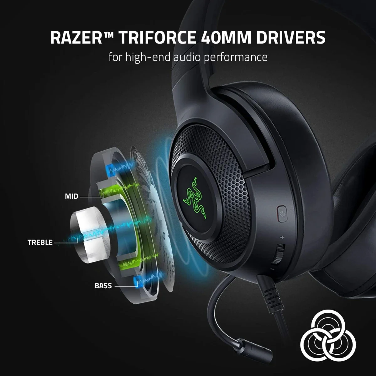 Razer Kraken V3 X Wired USB Gaming Headset with 7.1 Surround Sound, Black - Thumbnail 6